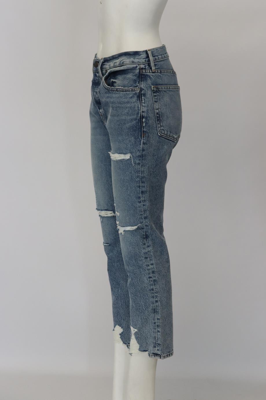 FRAME DISTRESSED HIGH RISE STRAIGHT LEG JEANS W27 UK 8/10