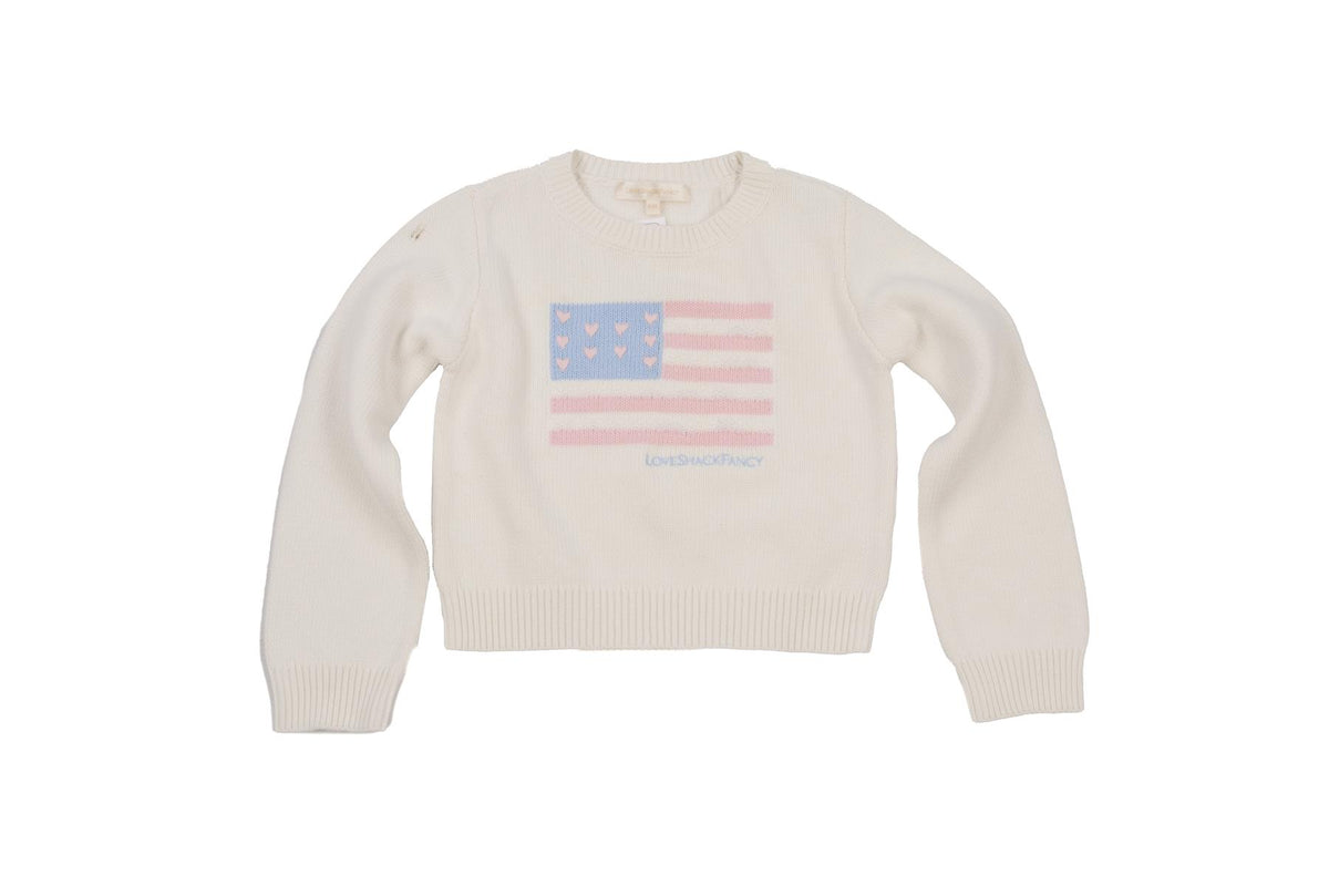 LOVESHACKFANCY WHITE KIDS GIRLS SWEATER 5-6 YEARS