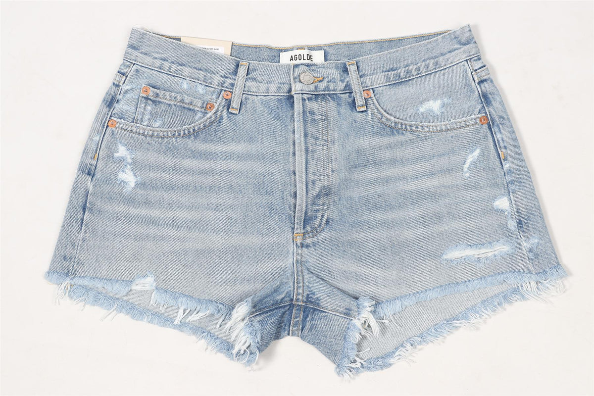 AGOLDE BLUE HIGH RISE DENIM SHORTS W28 UK 10
