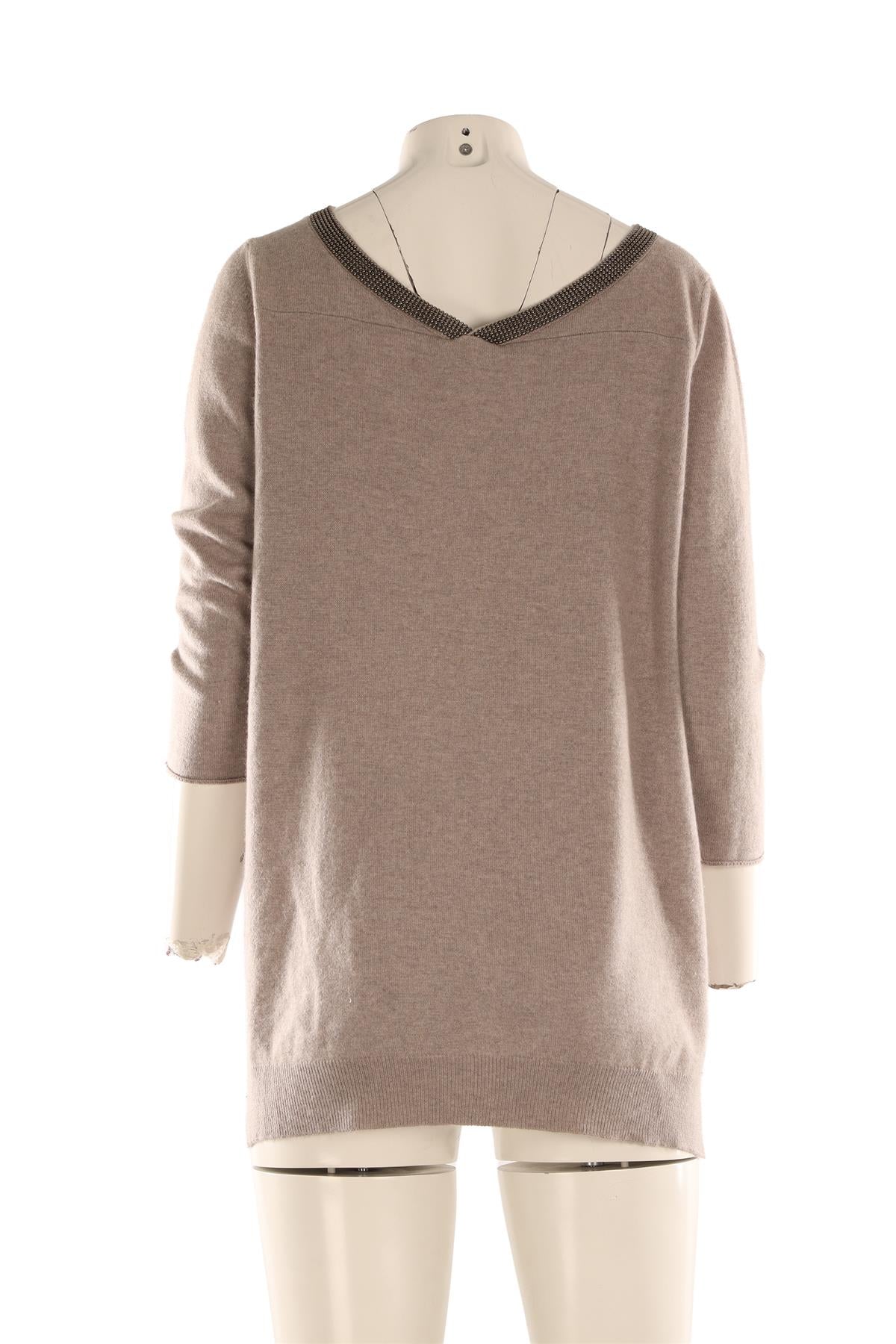 BRUNELLO CUCINELLI BEIGE CASHMERE SWEATER XLARGE