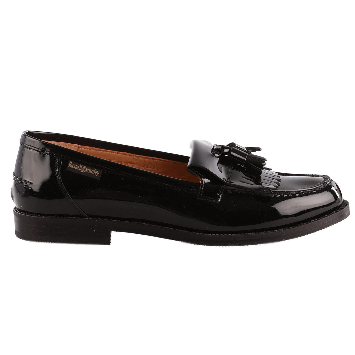 RUSSELL & BROMLEY BLACK CHESTER PATENT LEATHER LOAFERS EU 40 UK 7