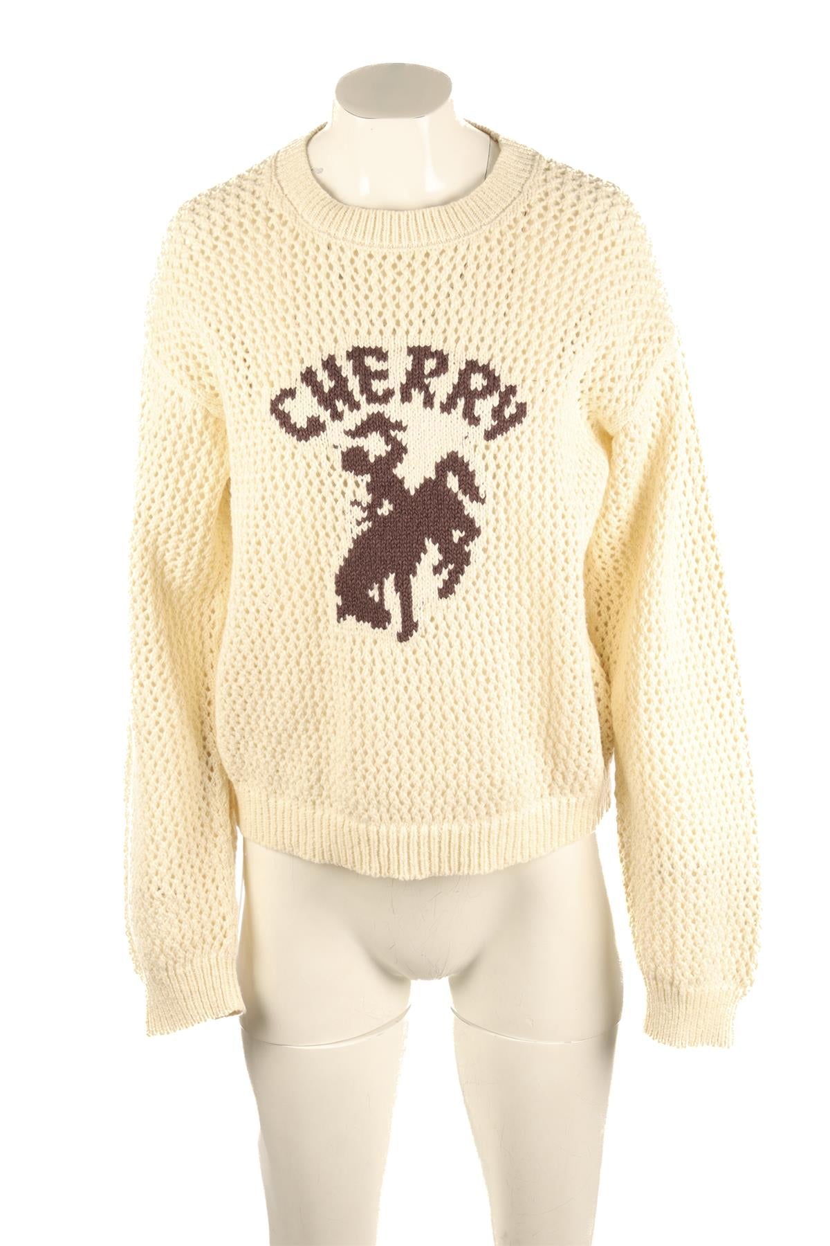 CHERRY LOS ANGELES CREAM KNIT SWEATER SMALL