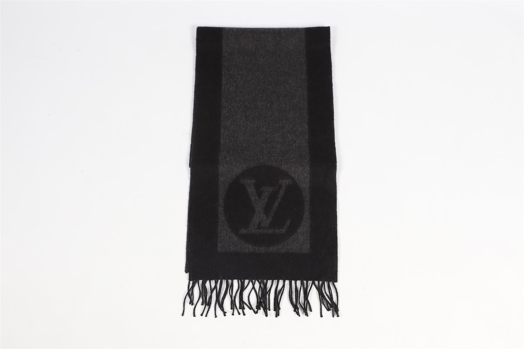 LOUIS VUITTON BLACK CARDIFF WOOL BLEND SCARF