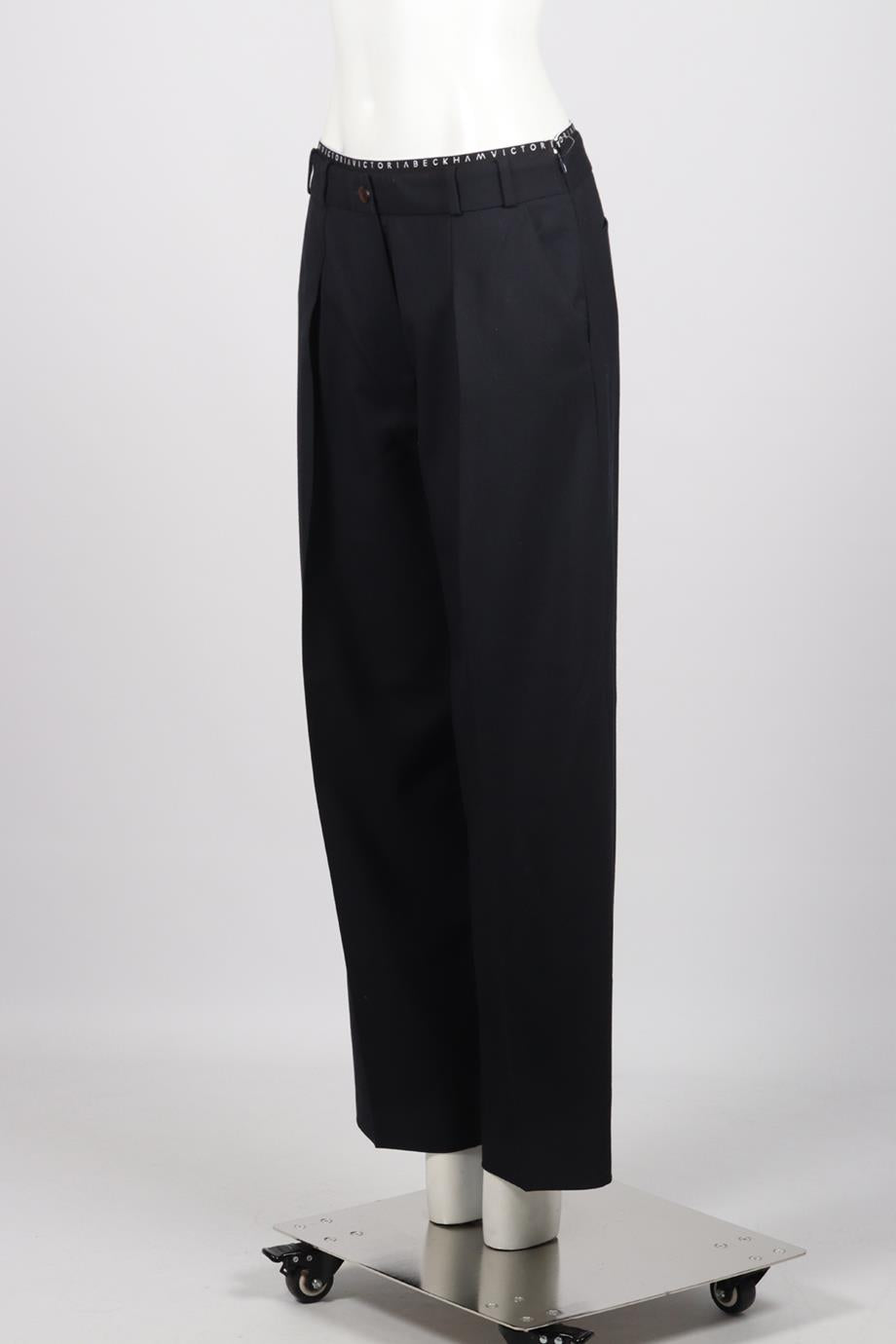 VICTORIA BECKHAM WOOL BLEND WIDE LEG PANTS UK 10