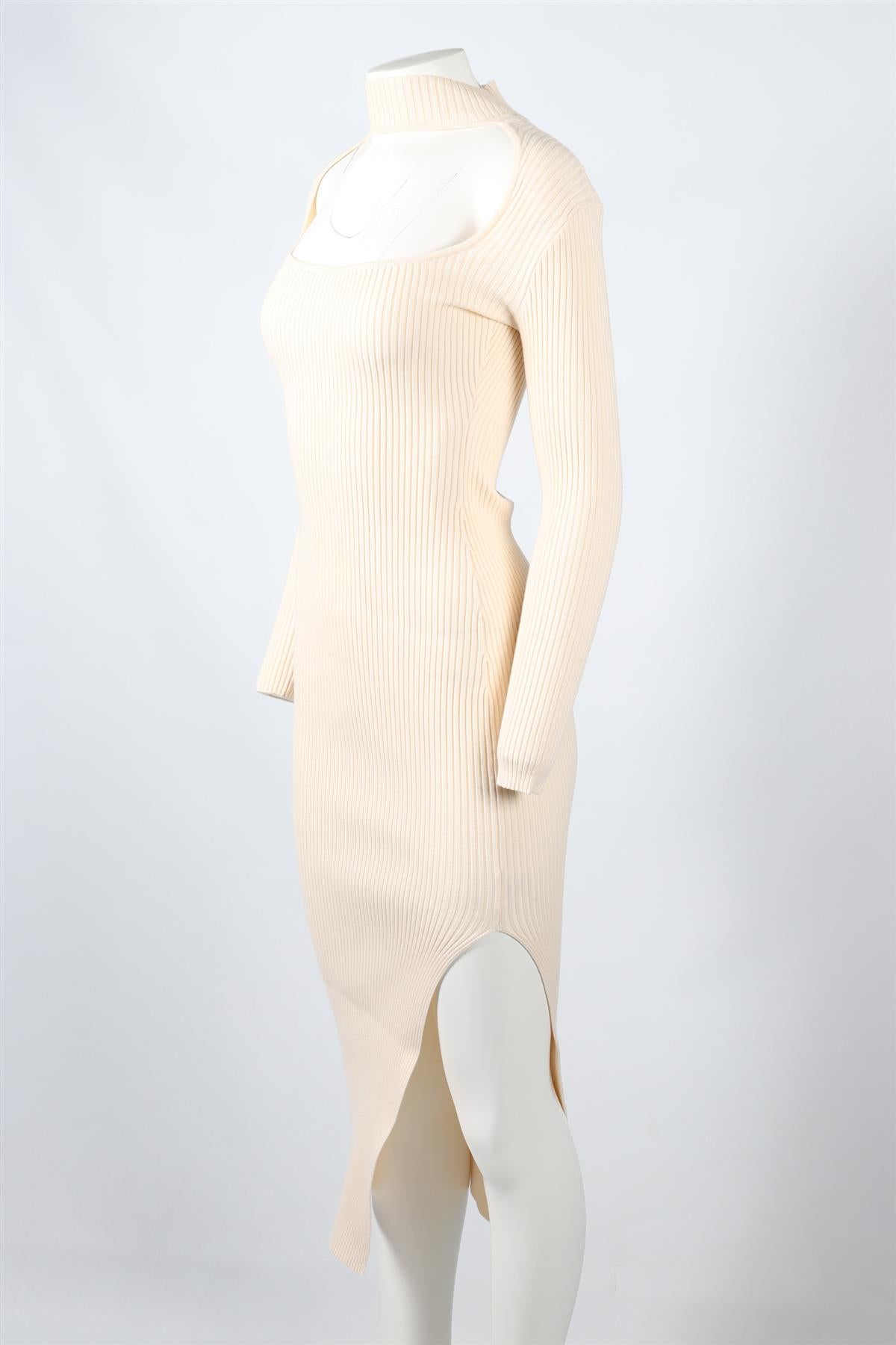 JONATHAN SIMKHAI CREAM RIBBED MODAL BLEND MAXI DRESS XSMALL