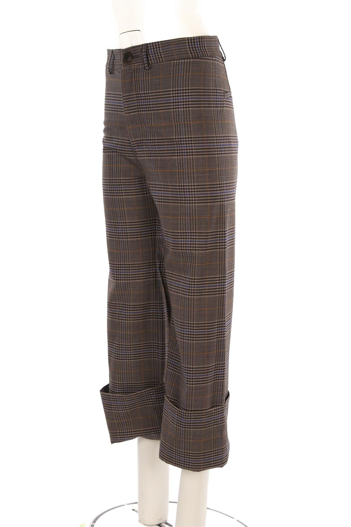 SEA GREY WOOL WIDE LEG PANTS US 4 UK 8