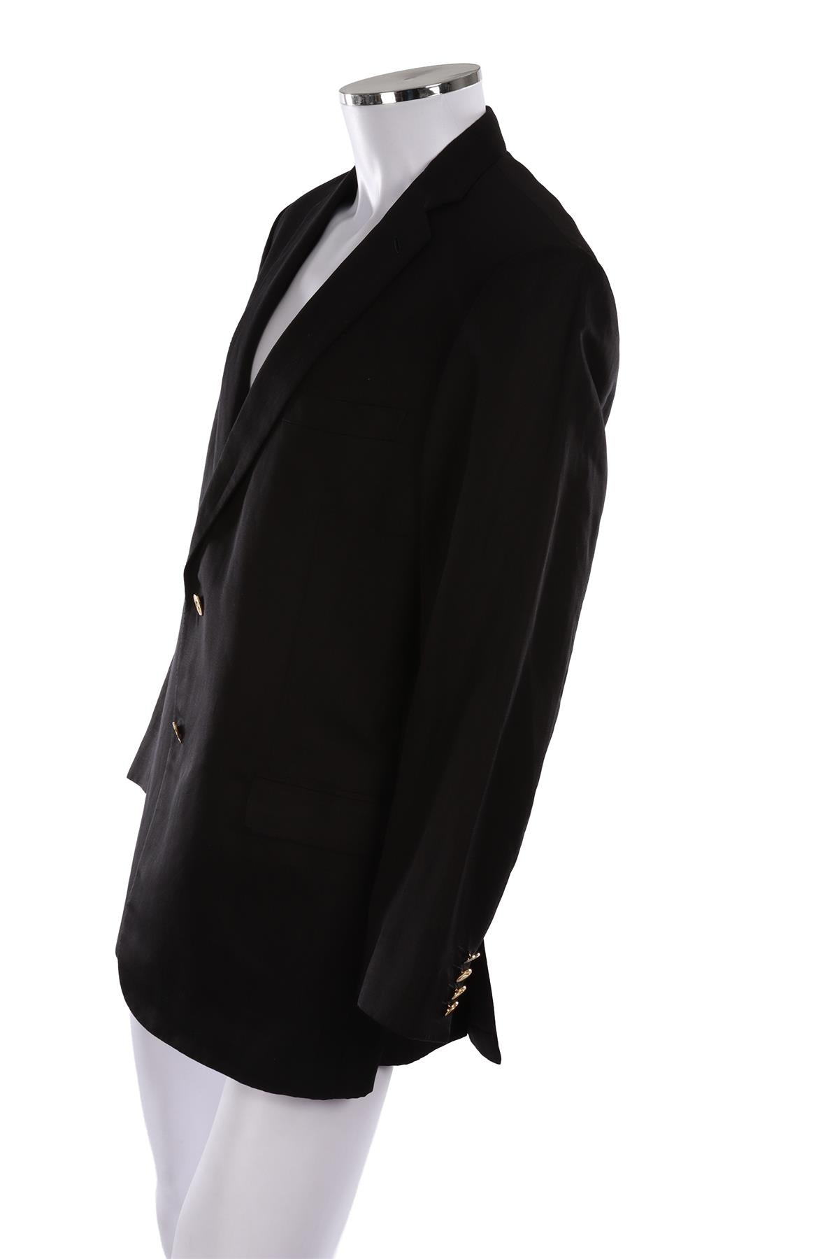 BRIONI MEN'S BLACK LINEN JACKET IT 46L UK/US 36