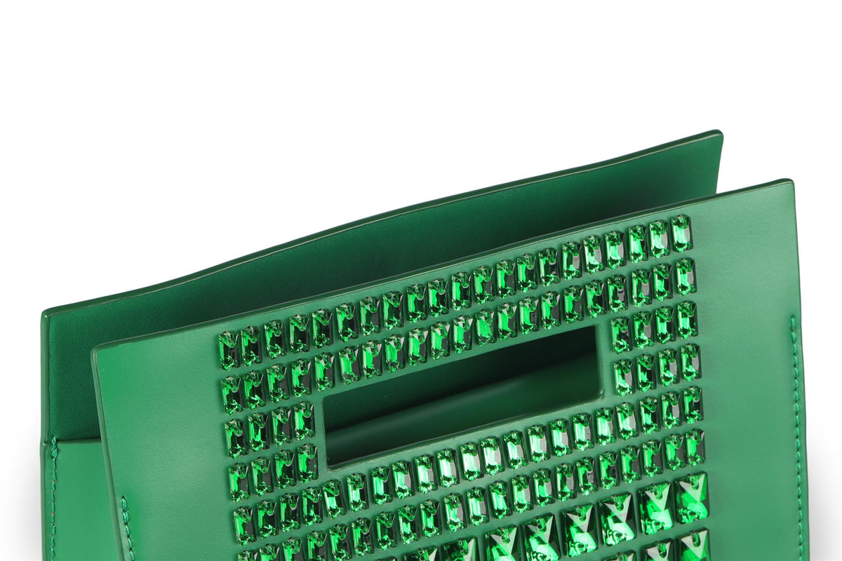 DAVID KOMA GREEN LEATHER SHOULDER BAG