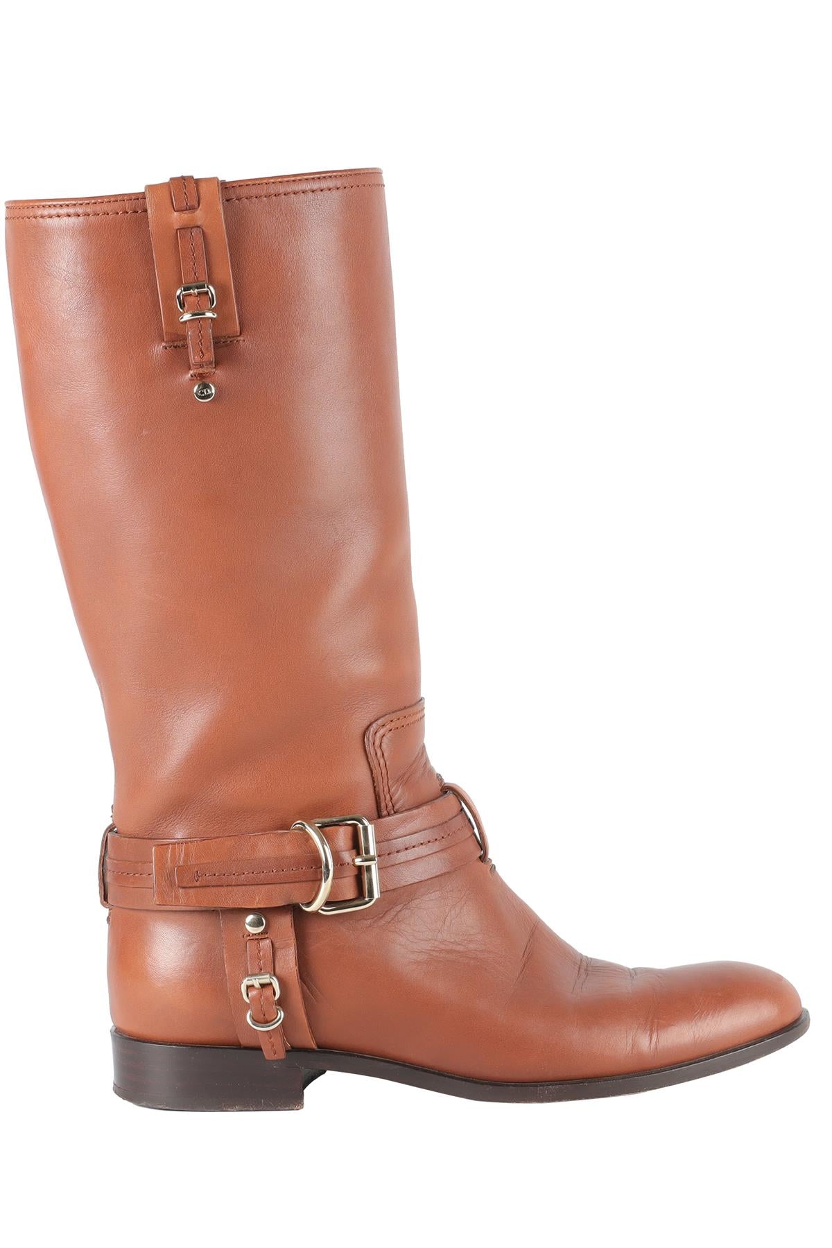 CHRISTIAN DIOR BROWN LEATHER KNEE HIGH BOOTS EU 36 UK 3 US 6