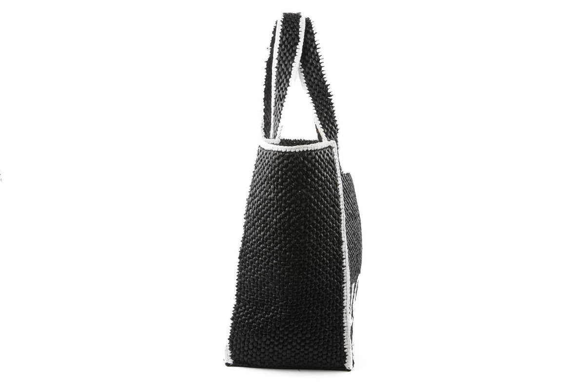 LOEWE BLACK LARGE RAFFIA TOTE BAG