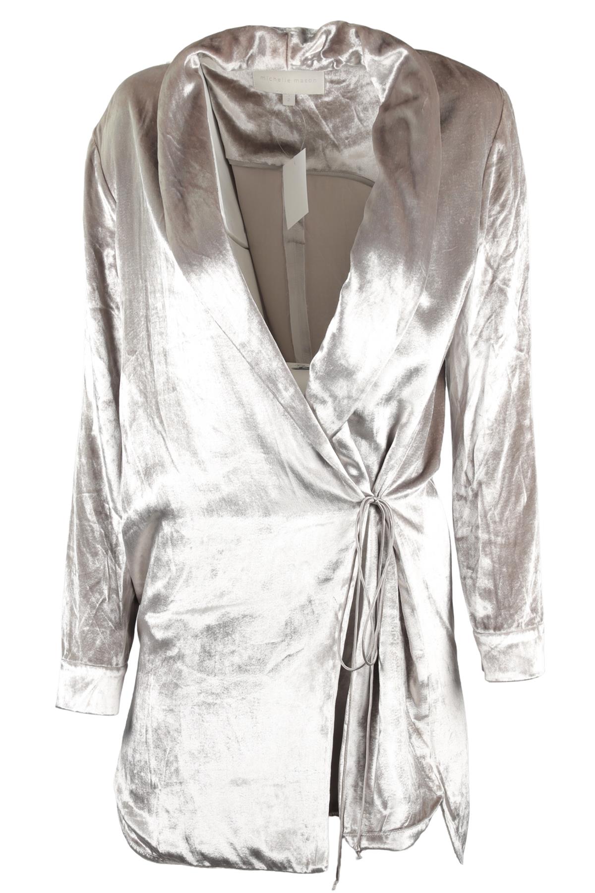 MICHELLE MASON GREY VELVET MINI DRESS US 2 UK 6