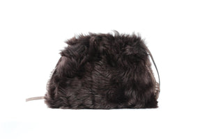 LOEWE BROWN FLAMENCO SHEARLING SHOULDER BAG