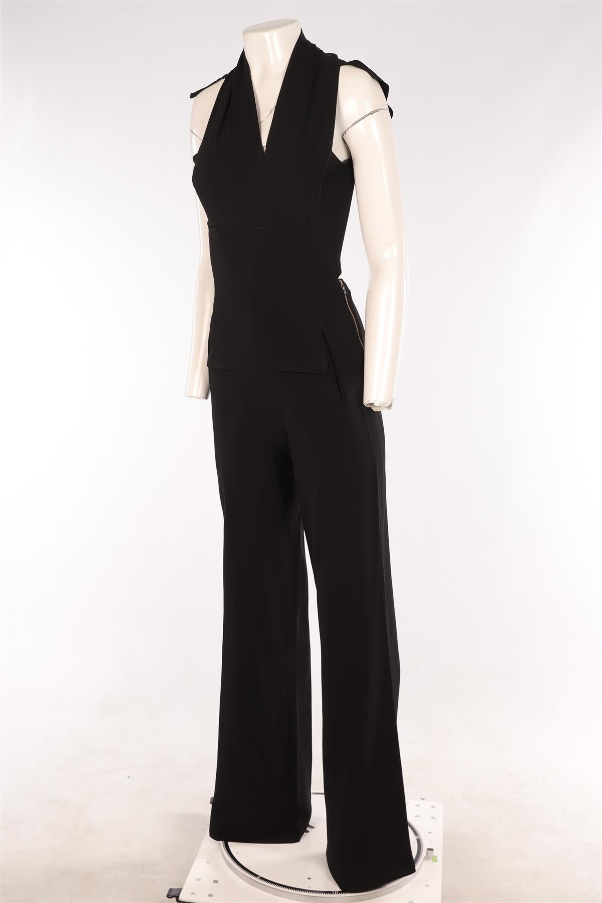 ROLAND MOURET BLACK CREPE JUMPSUIT UK 10