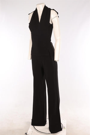 ROLAND MOURET BLACK CREPE JUMPSUIT UK 10