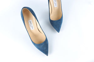 JIMMY CHOO BLUE SUEDE PUMPS EU 40 UK 7 US 10