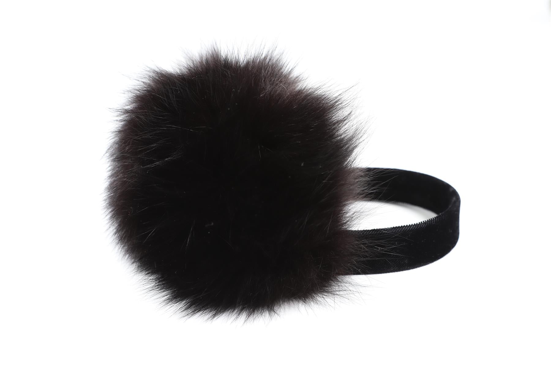 BRAND UNKNOWN BLACK FOX FUR EAR MUFFS