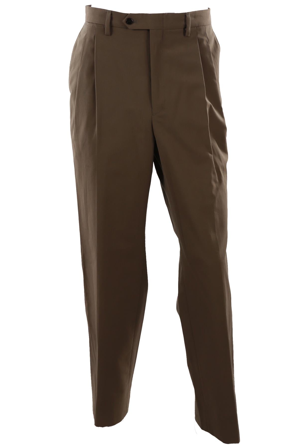 KHAKI MEN'S WOOL STRAIGHT LEG PANTS