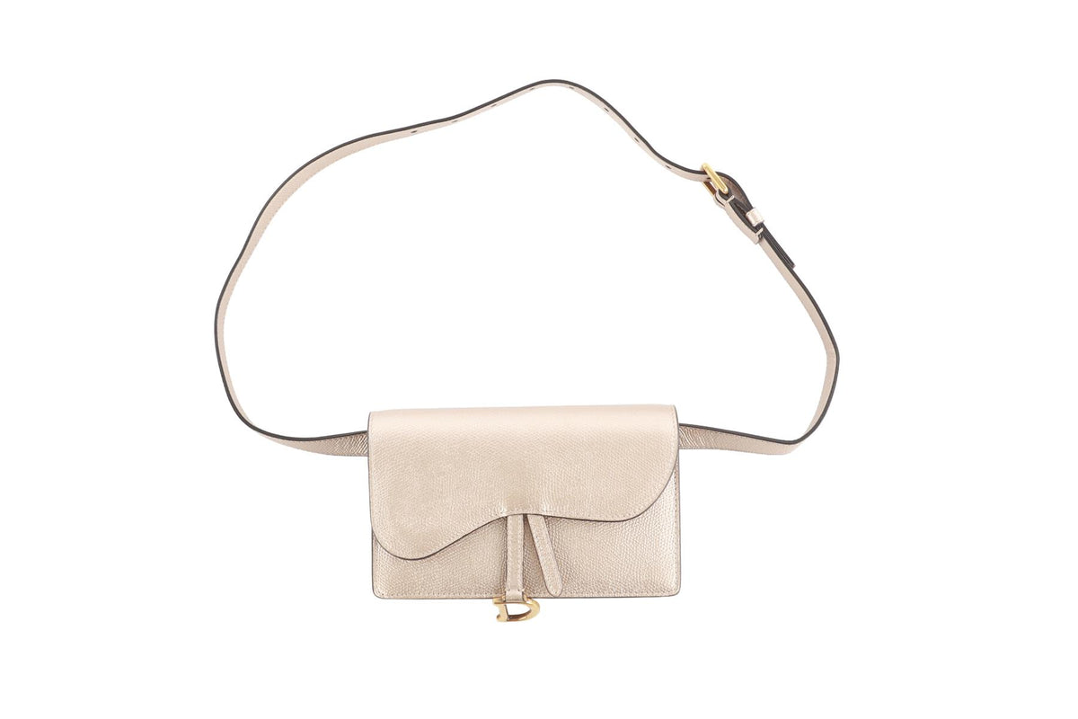 CHRISTIAN DIOR METALLIC SADDLE LEATHER BELT BAG