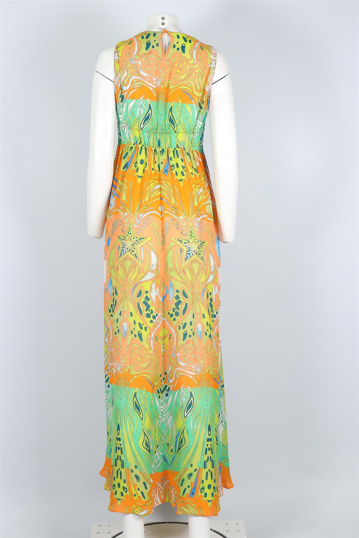 EMILIO PUCCI MULTI SILK MAXI DRESS IT 40 UK 8