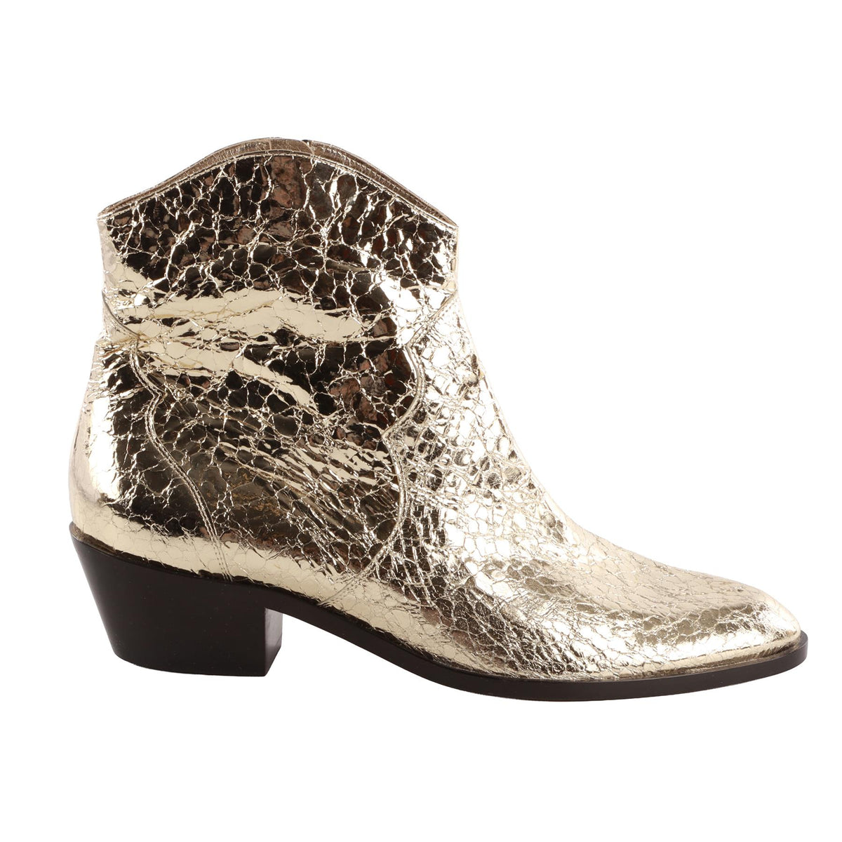 GINA GOLD LEATHER ANKLE BOOTS EU 40 UK 7