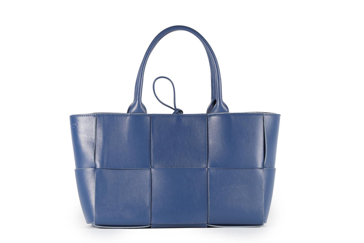 BOTTEGA VENETA NAVY ARCO INTRECCIATO LEATHER TOTE BAG