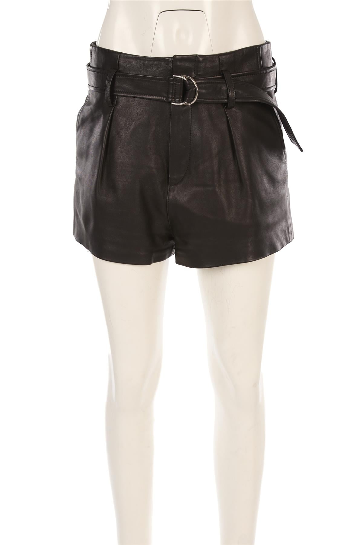 IRO BLACK LEATHER SHORTS FR 38 UK 10