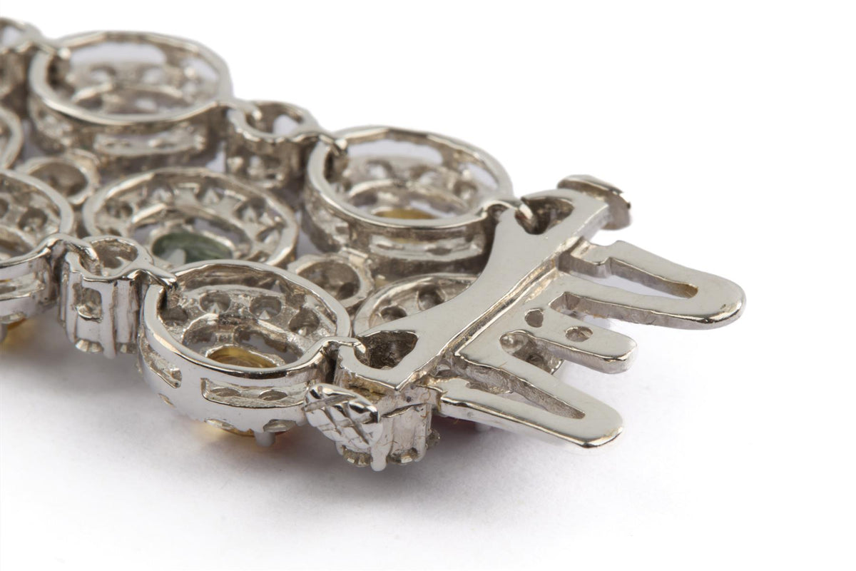 18K WHITE GOLD DIAMOND AND GEMSTONE BRACELET