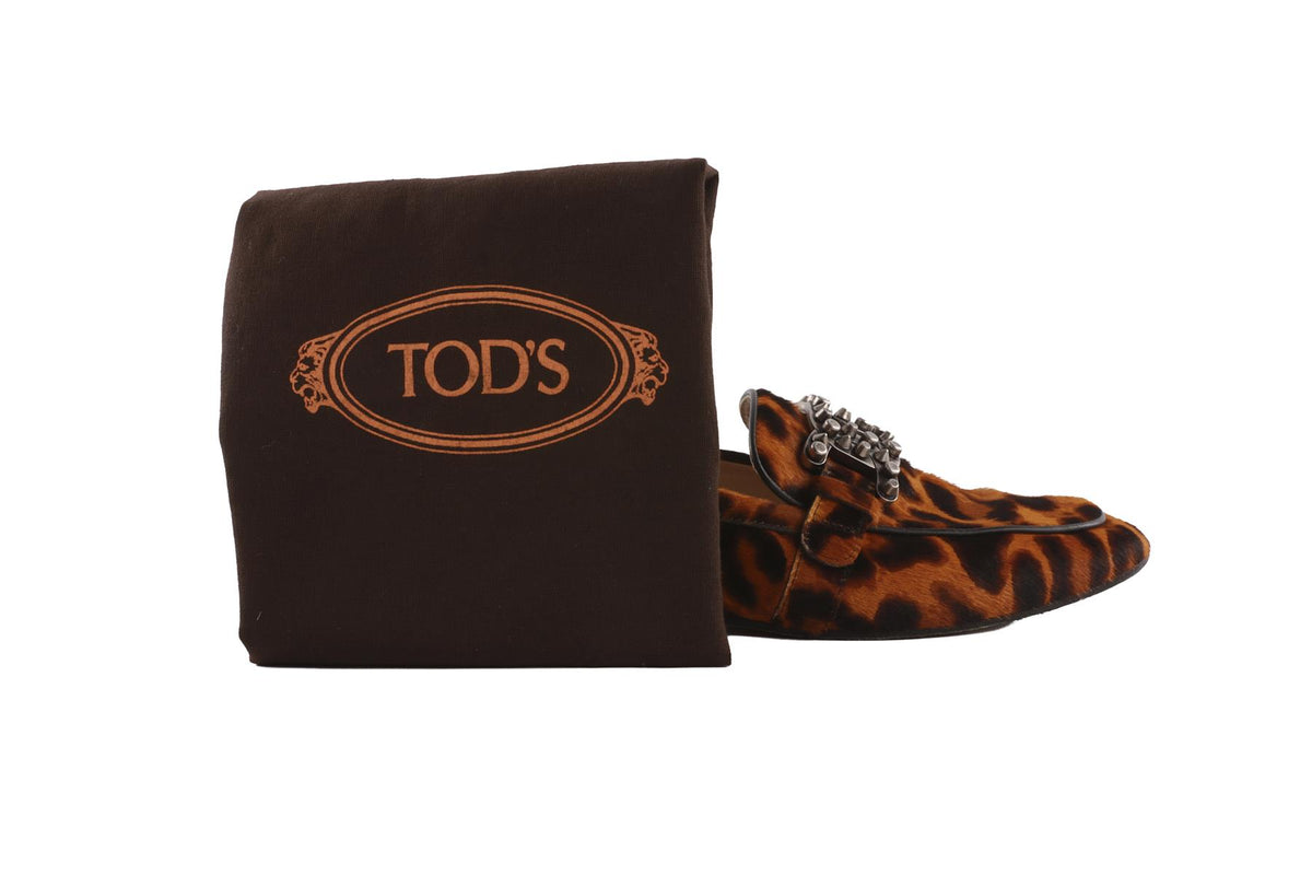 TOD'S BROWN CALF HAIR LOAFERS EU 39 UK 6 US 9