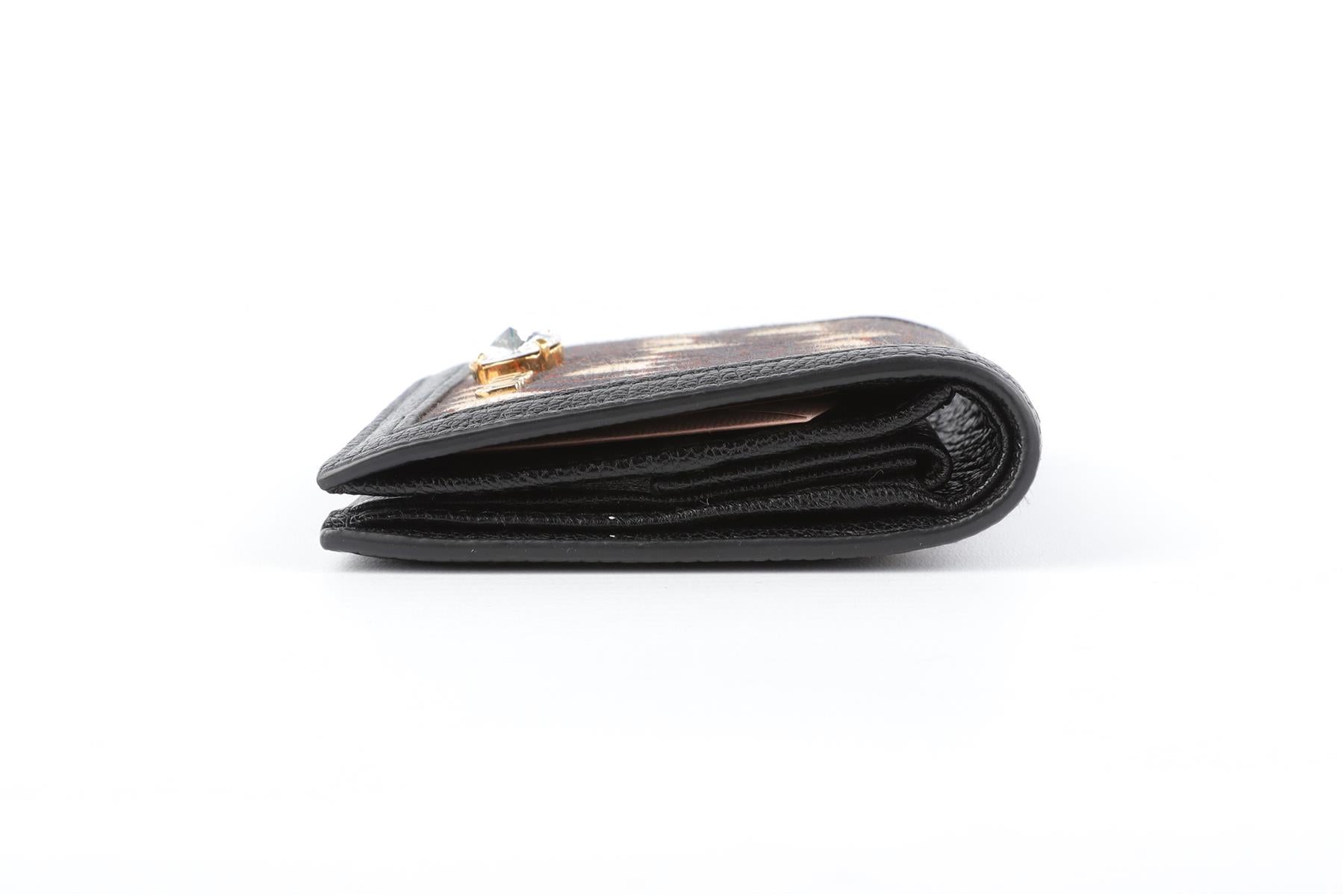 MIU MIU BLACK MADRAS JACQUARD WALLET