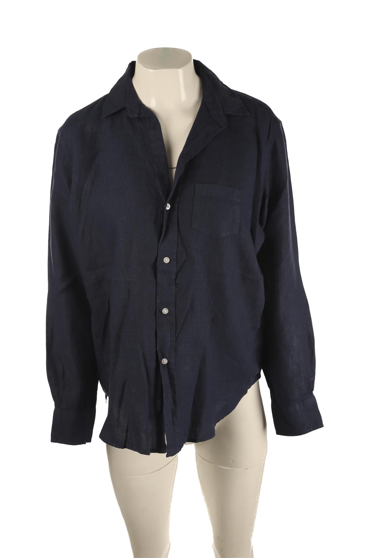 FRANK & EILEEN NAVY LINEN SHIRT SMALL