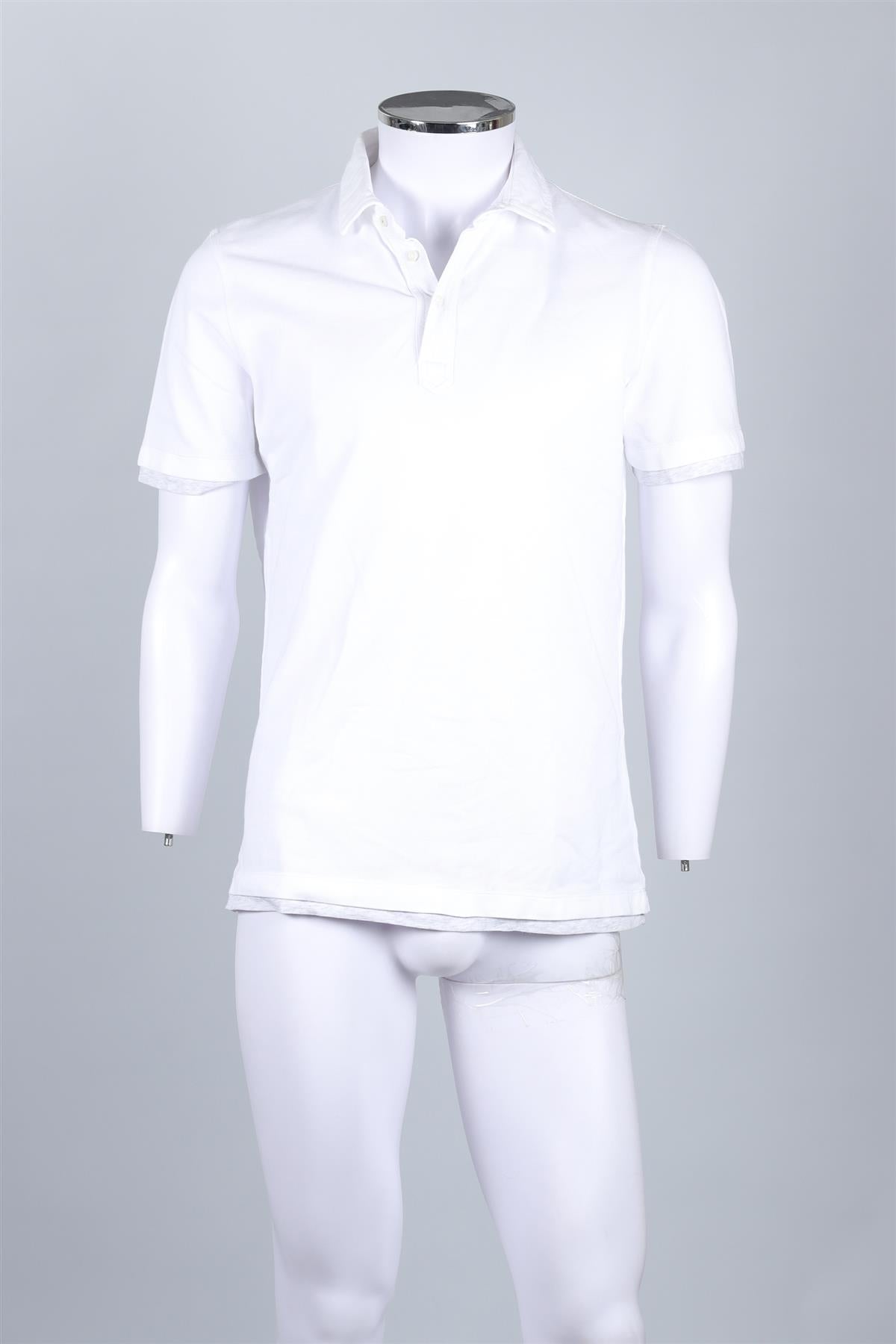 BRUNELLO CUCINELLI WHITE MEN'S COTTON POLO SHIRT MEDIUM