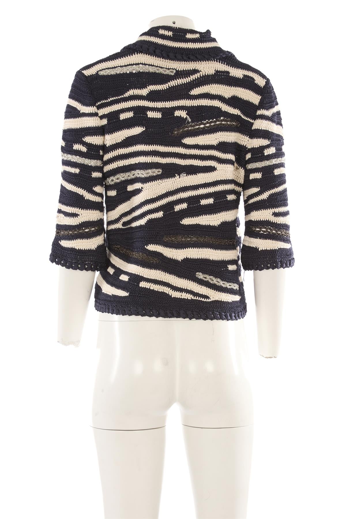 OSCAR DE LA RENTA NAVY 2010 KNIT JACKET XSMALL