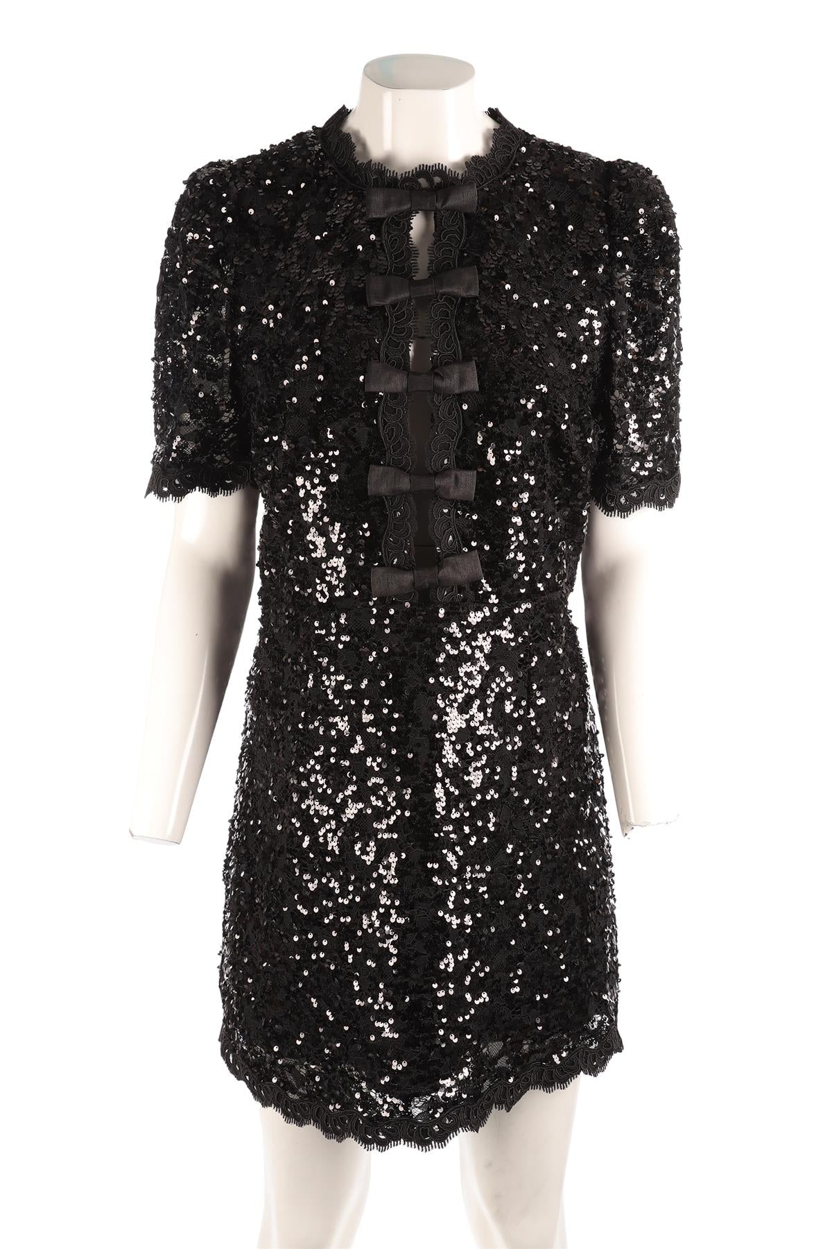 REBECCA VALLANCE BLACK SEQUIN MINI DRESS UK 14