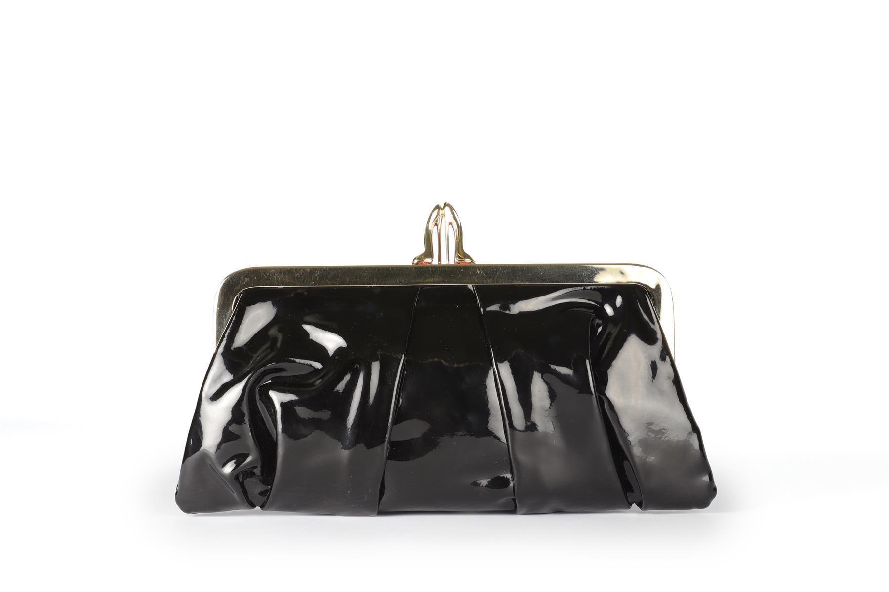 CHRISTIAN LOUBOUTIN BLACK MISS LOUBI PATENT LEATHER CLUTCH