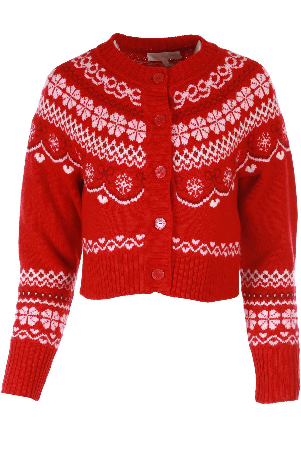 LOVESHACKFANCY RED WOOL CARDIGAN XSMALL