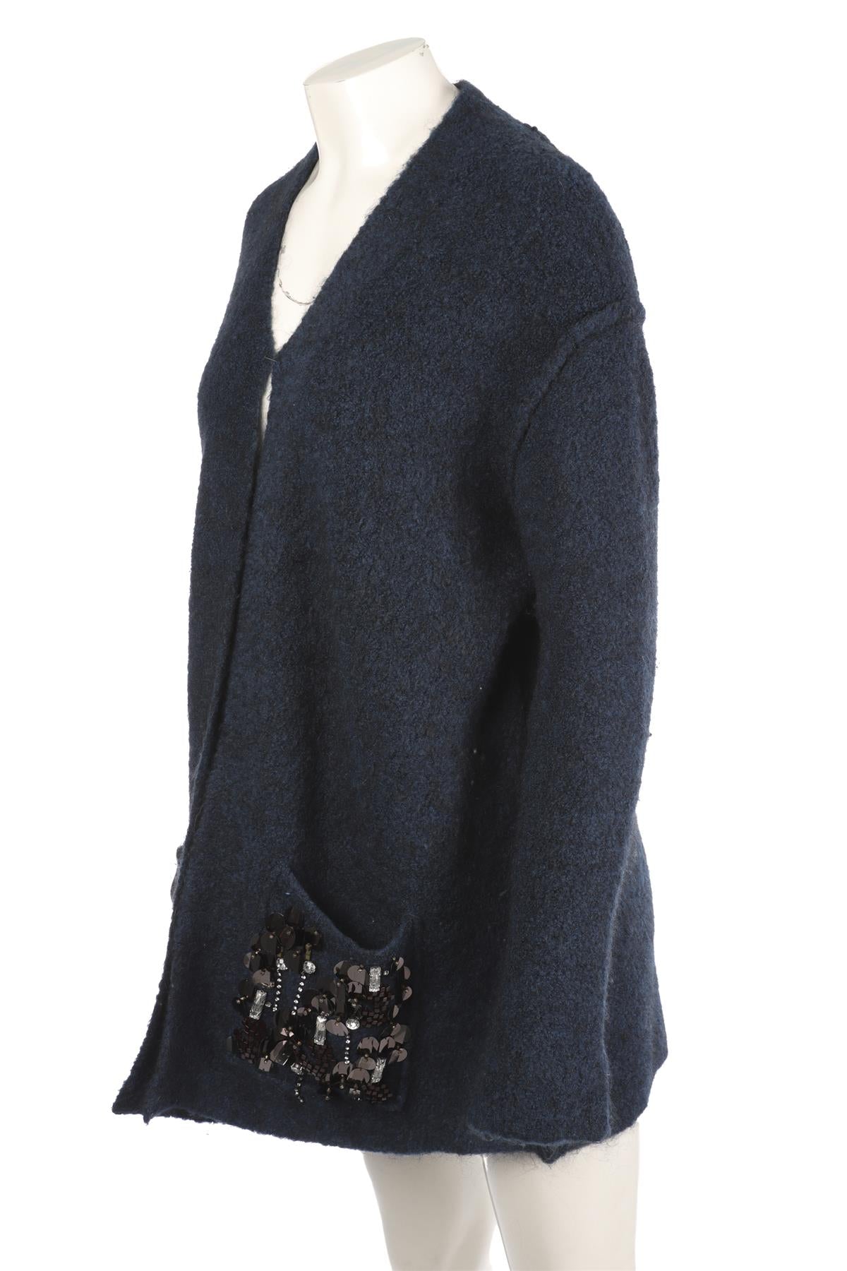 BY MARLENE BIRGER BLUE WOOL CARDIGAN MEDIUM