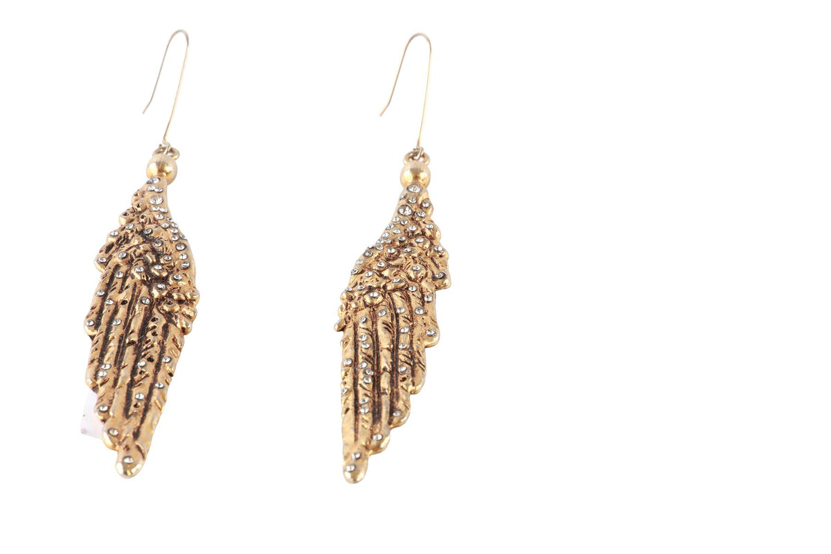 EMILIO PUCCI METALLIC WING GOLD TONE DROP EARRINGS