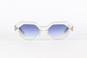 GARRETT LEIGHT CLEAR HEXAGON FRAME ACETATE SUNGLASSES