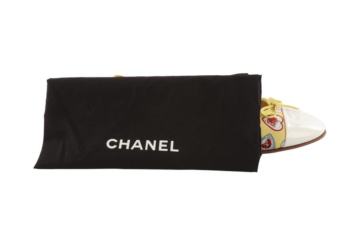 CHANEL YELLOW 2006 CANVAS BALLET FLATS EU 40.5 UK 7.5 US 10.5