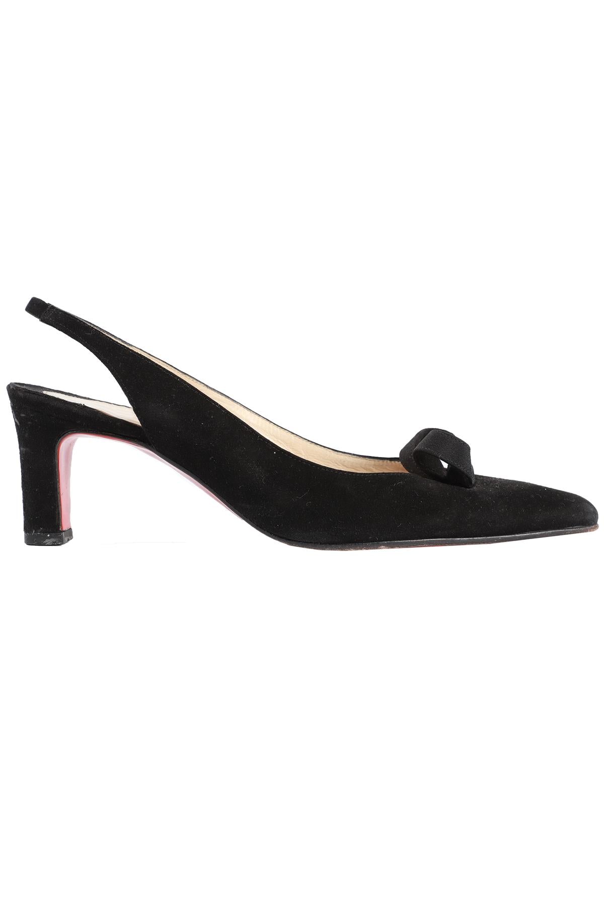 CHRISTIAN LOUBOUTIN BLACK SUEDE SLINGBACK PUMPS