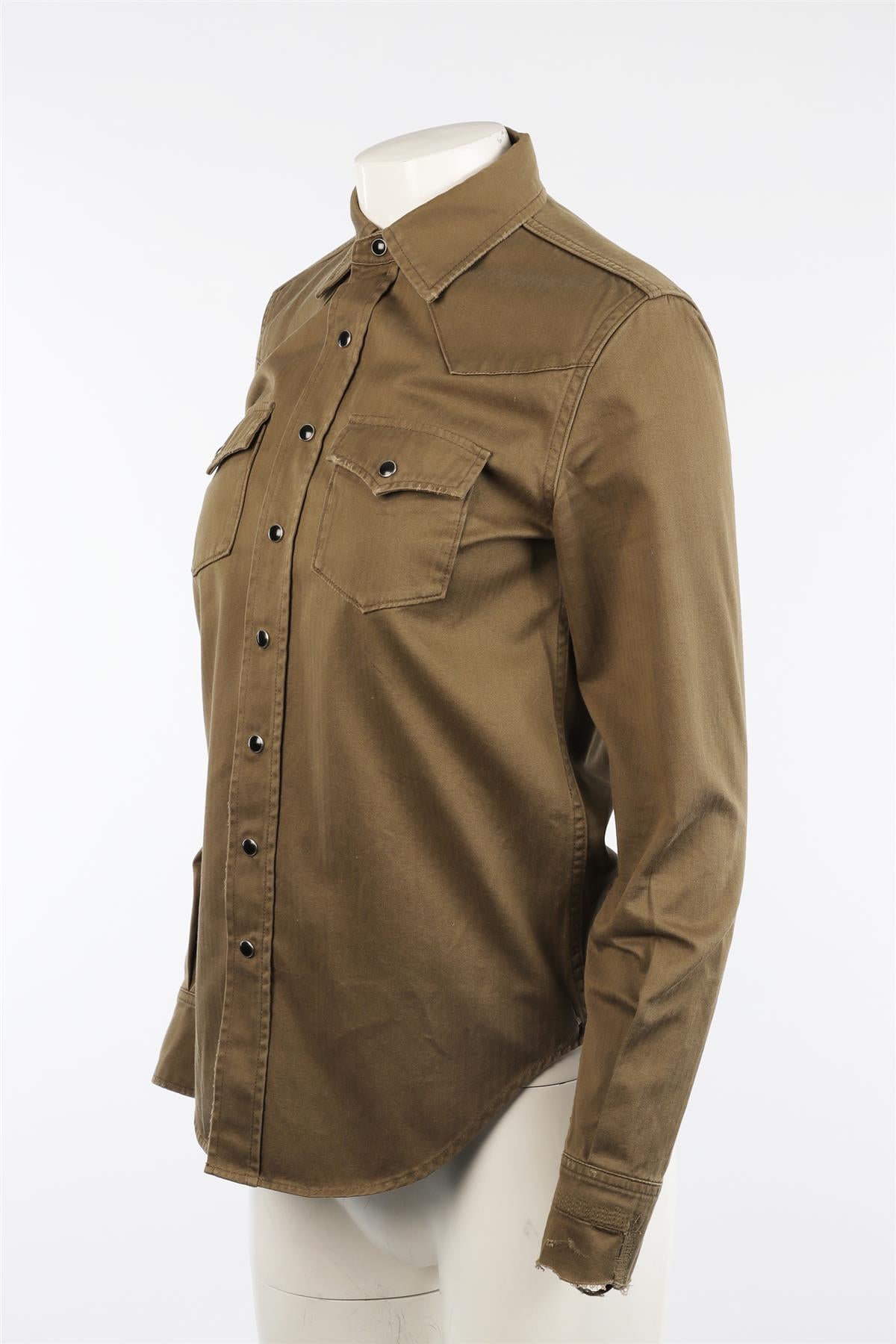 SAINT LAURENT GREEN COTTON SHIRT SMALL