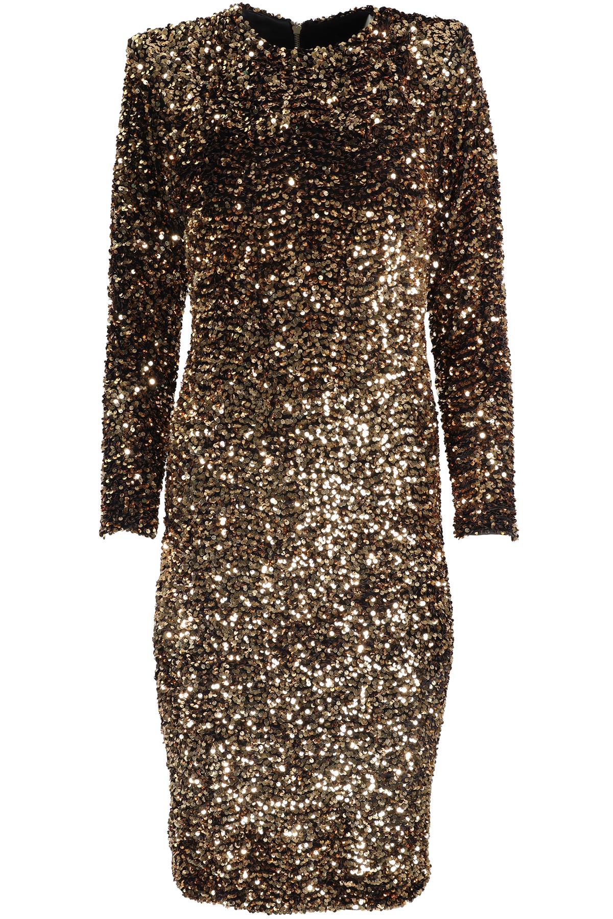 SERGIO HUDSON GOLD SEQUIN MIDI DRESS US 6 UK 10