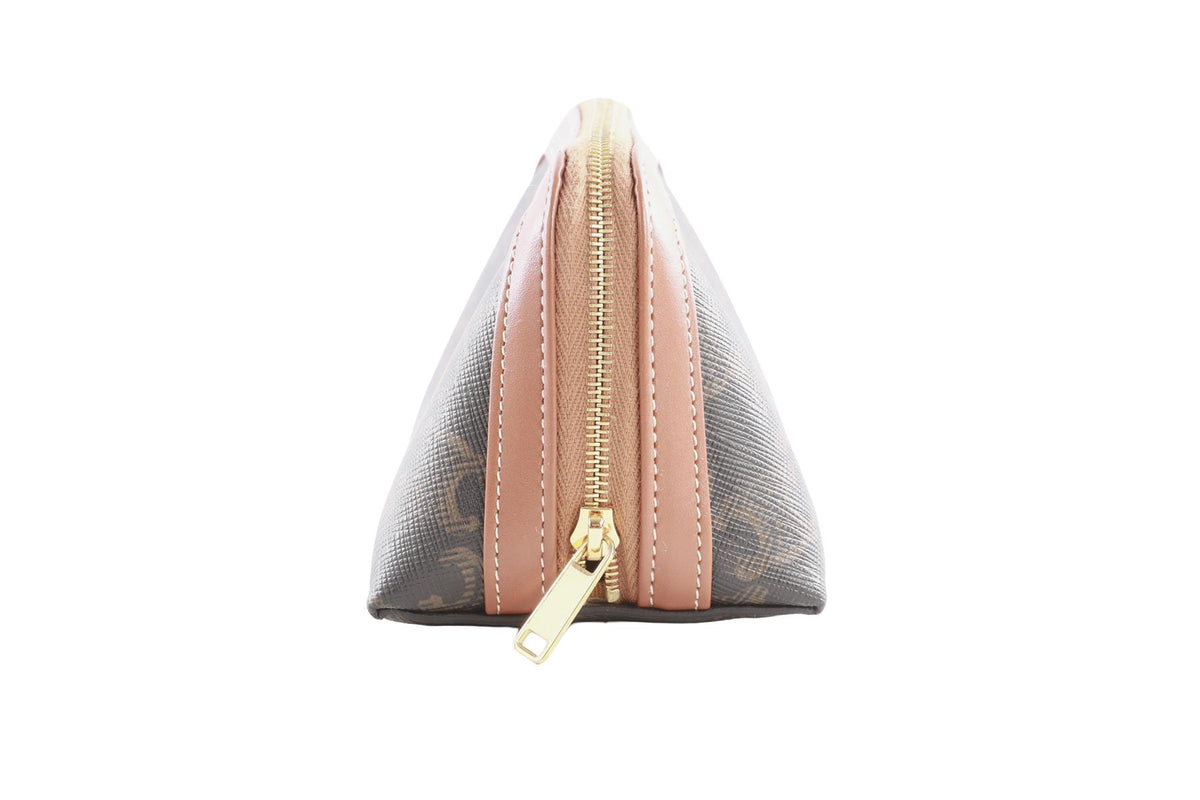 CELINE BROWN SMALL TRIOMPHE COATED CANVAS POUCH
