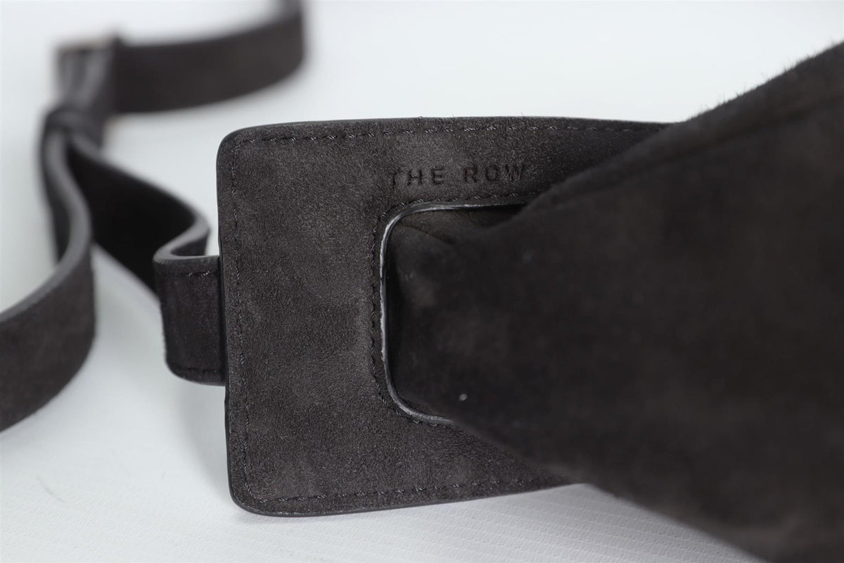 THE ROW BLACK SLOUCHY BANANA SMALL SUEDE SHOULDER BAG