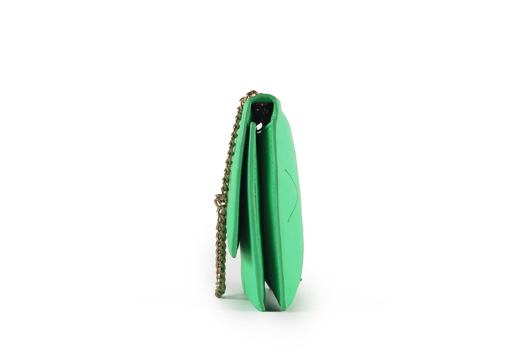 LANVIN GREEN SUGAR WALLET ON CHAIN LEATHER SHOULDER BAG