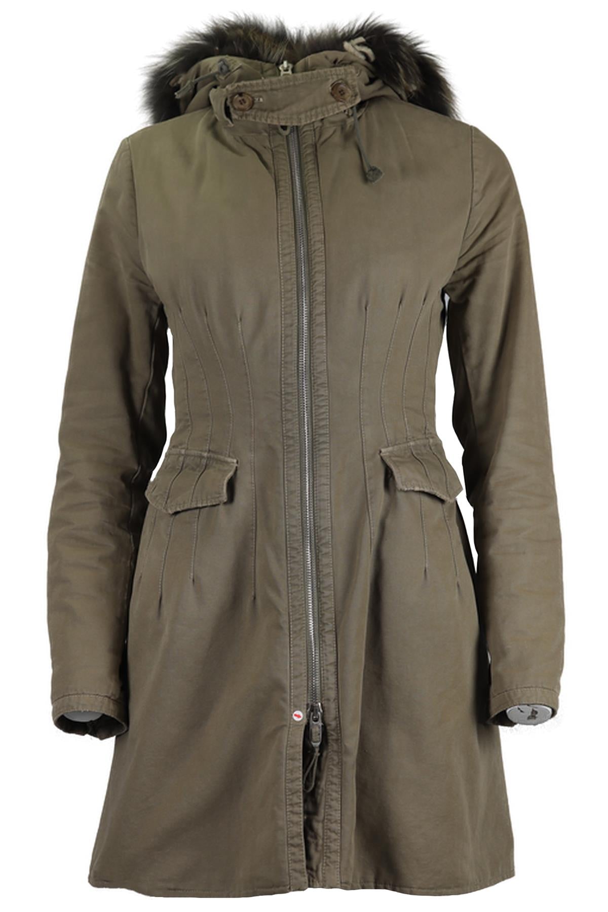 ERMANNO SCERVINO PADDED FOX FUR AND COTTON COAT IT 40 UK 8