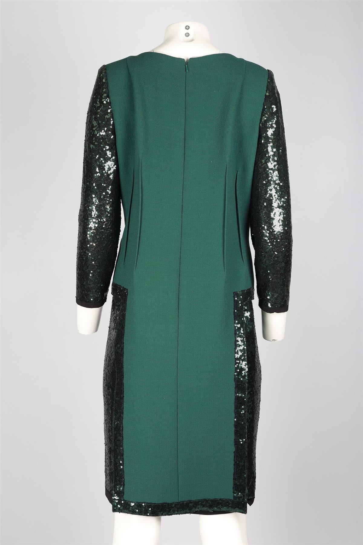 JACQUES AZAGURY GREEN SILK MIDI DRESS