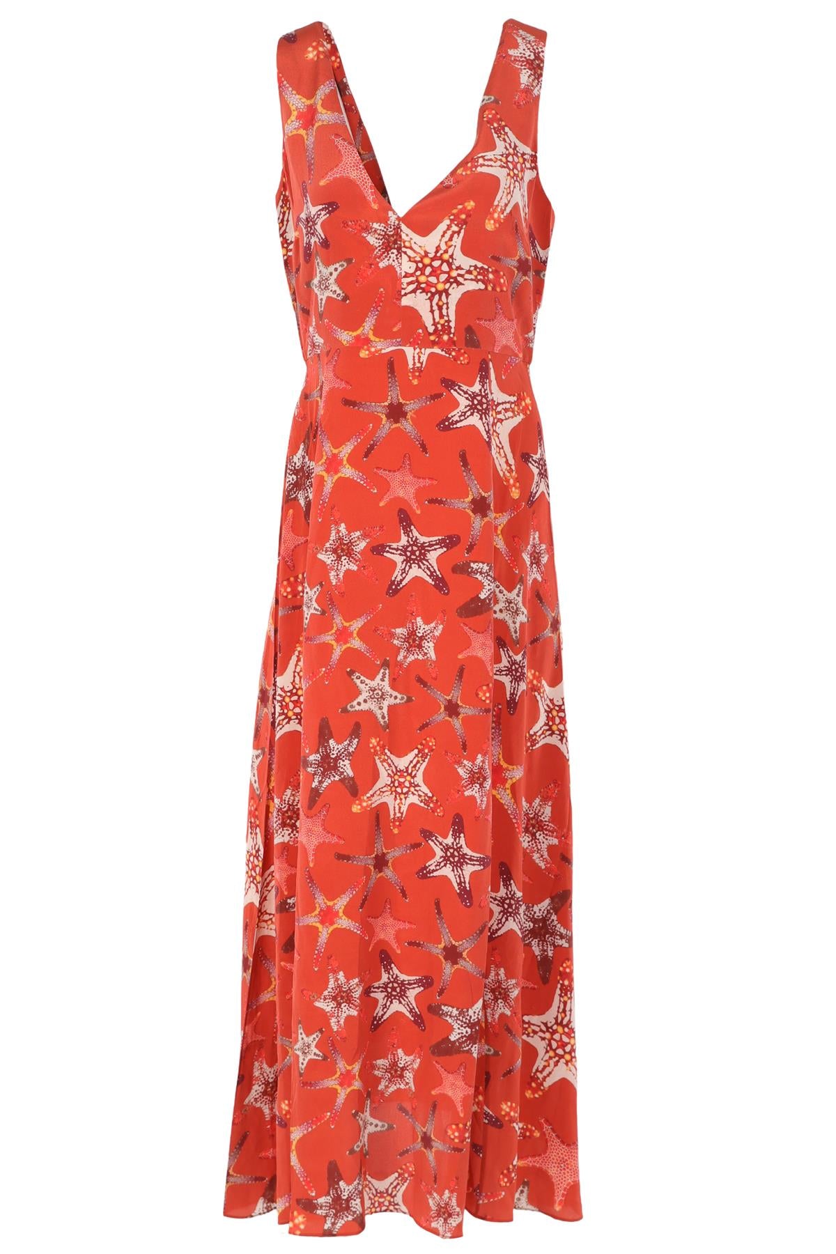 EMPORIO SIRENUSE RED SILK MAXI DRESS IT 42 UK 10
