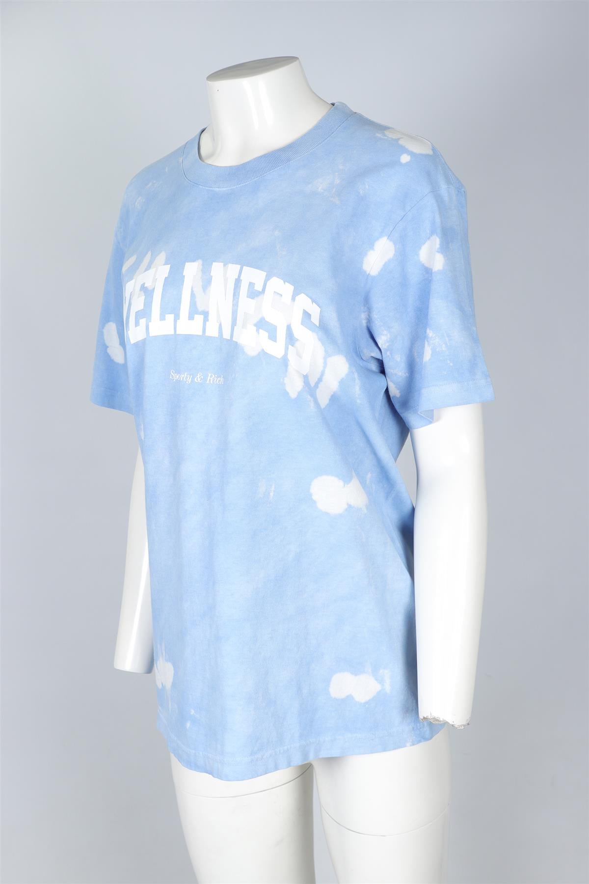 SPORTY & RICH BLUE COTTON T-SHIRT MEDIUM