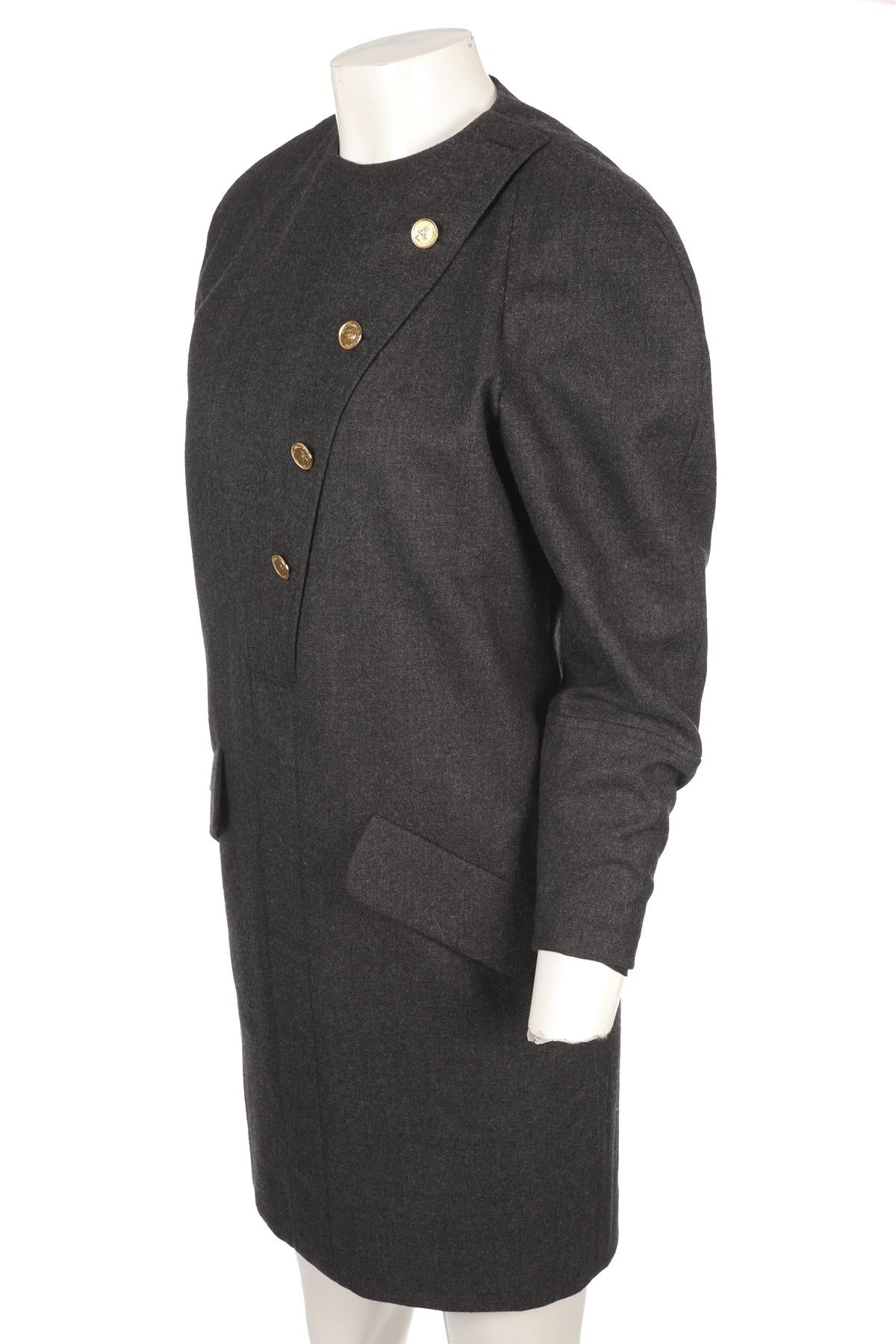 CHANEL GREY 1980'S WOOL MIDI DRESS FR 38 UK 10